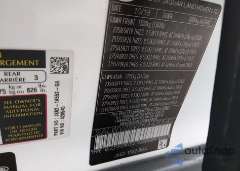 2019 Land Rover Range Rover Sport Hse Dynamic from USA, damaged, VIN SALWV2SV7KA420540